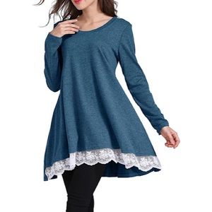 Plus Size Womens Tops Long Sleeve Tunics Round Neck Blouses Shirts 4X
